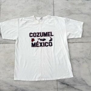 VTG Cozumel Mexico T-Shirt White Graphic Cotton Short Sleeve Mens XL Y2K Retro